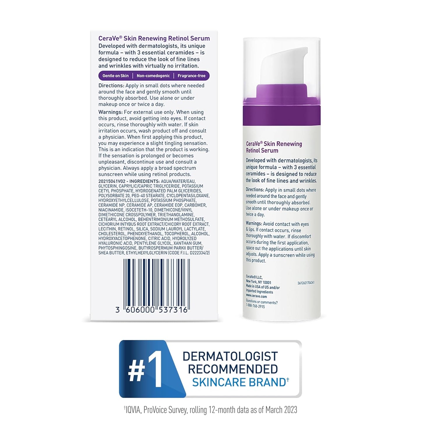 2 Pack CeraVe Anti Aging Retinol Serum For Face,1 OZ