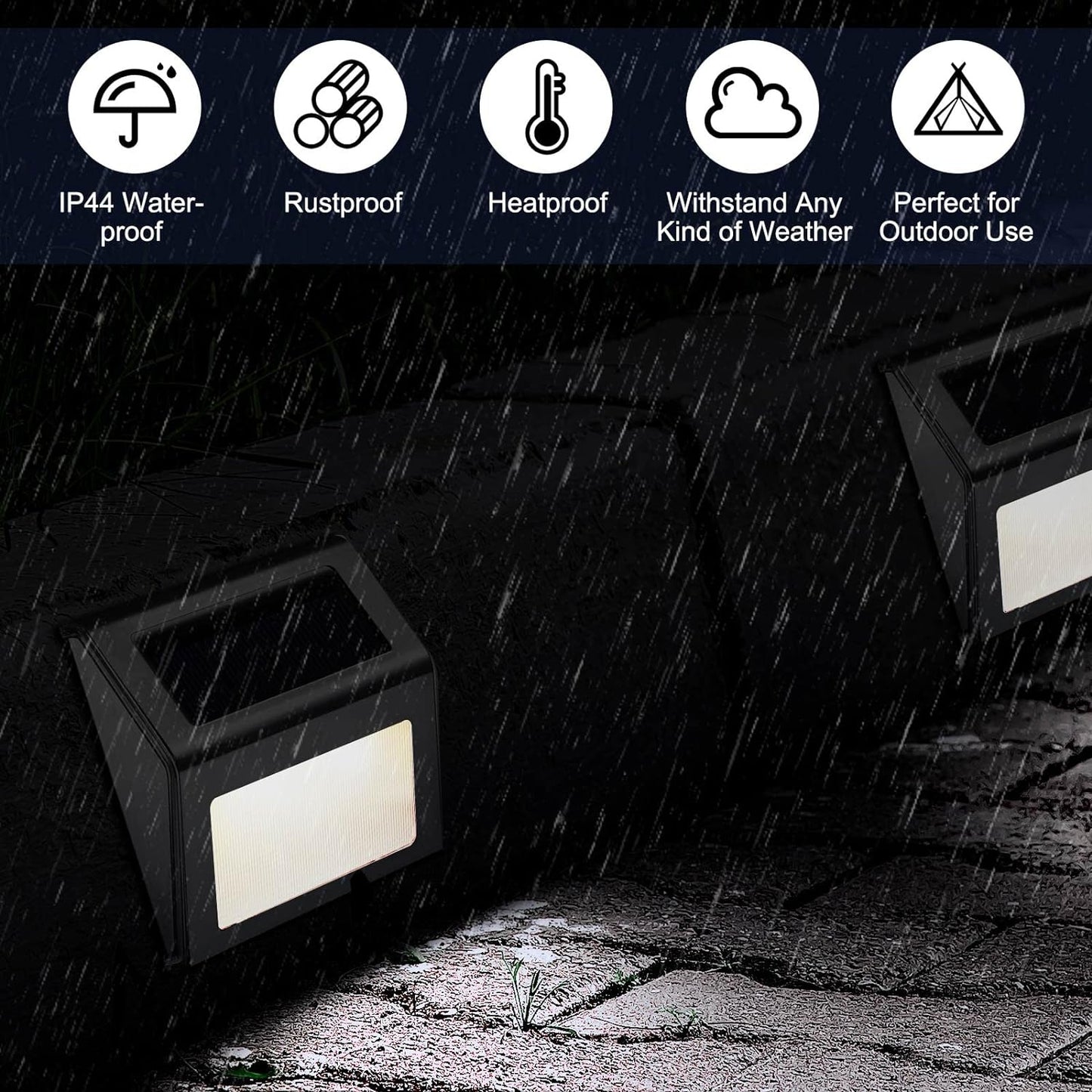 8 Pack Stainless Steel Solar Lights – For Stairs, Pathways and Decks – Cool White