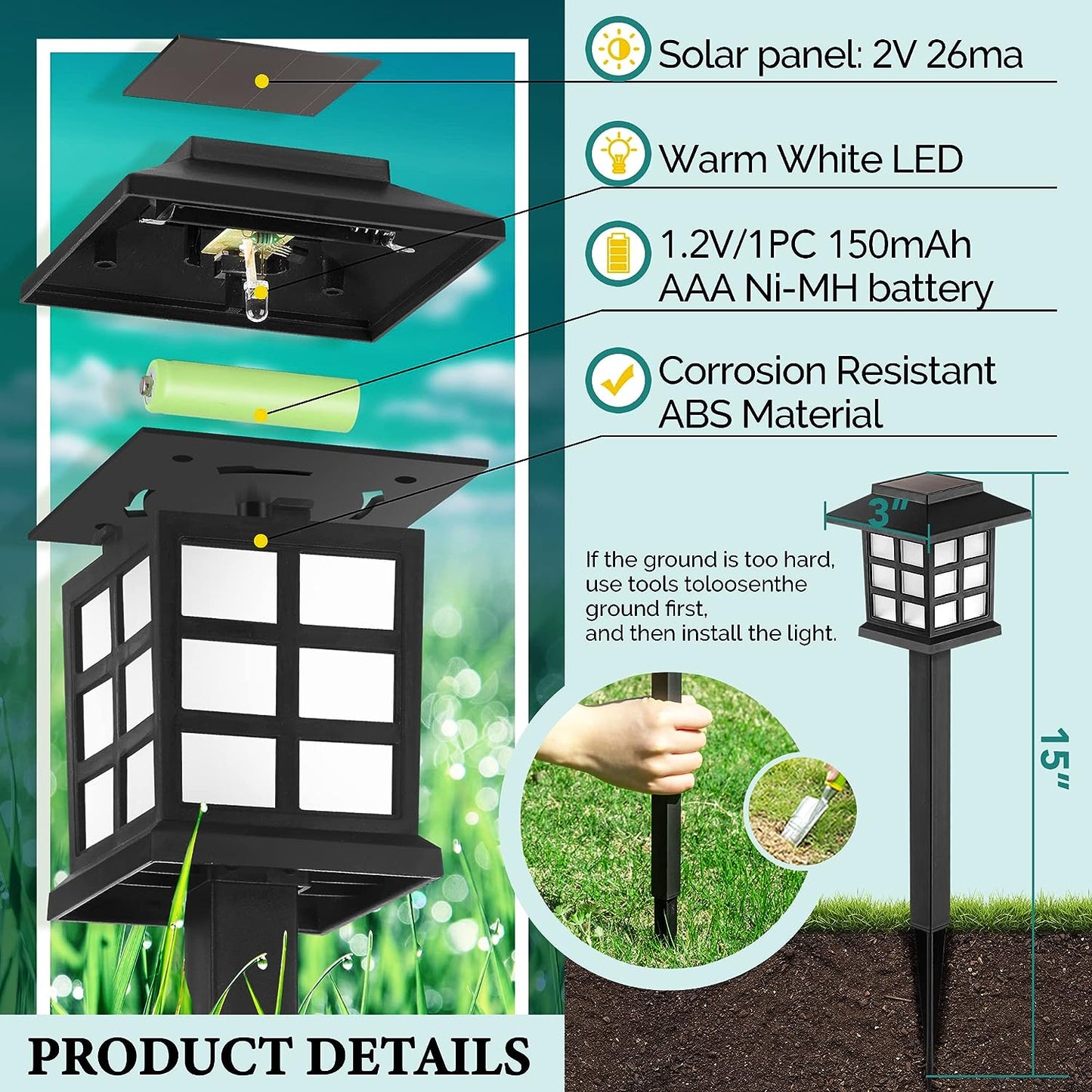 12 Pack Solar Waterproof Outdoor Lights