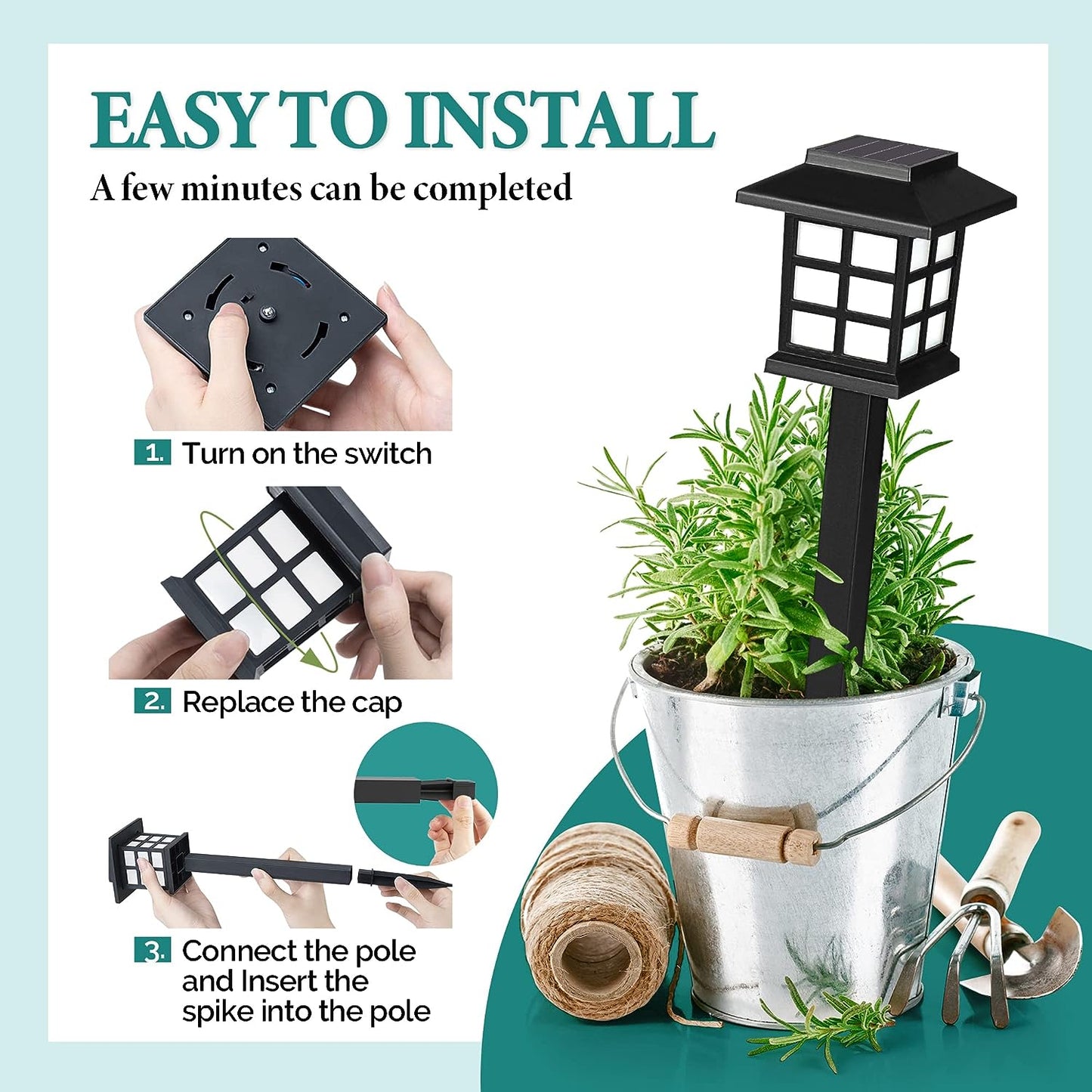 12 Pack Solar Waterproof Outdoor Lights