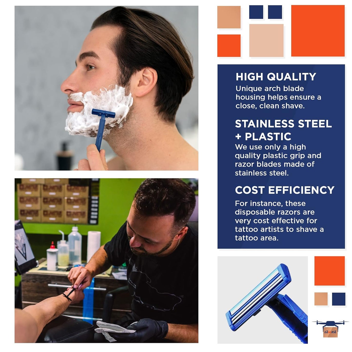50 Pack Disposable Razors Shaving Razor, Twin Blade