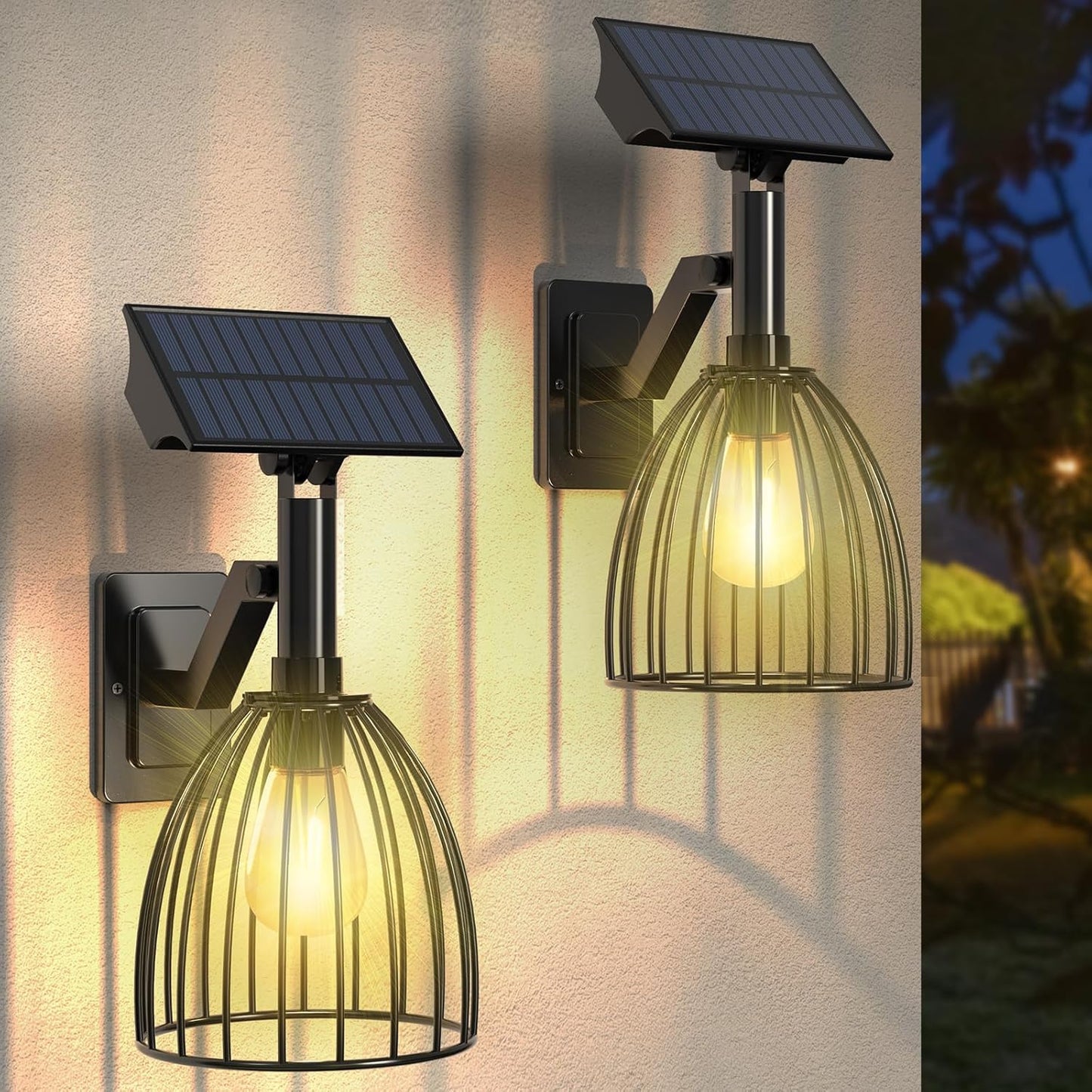 Solar Wall Lanterns Outdoor 2 Pack