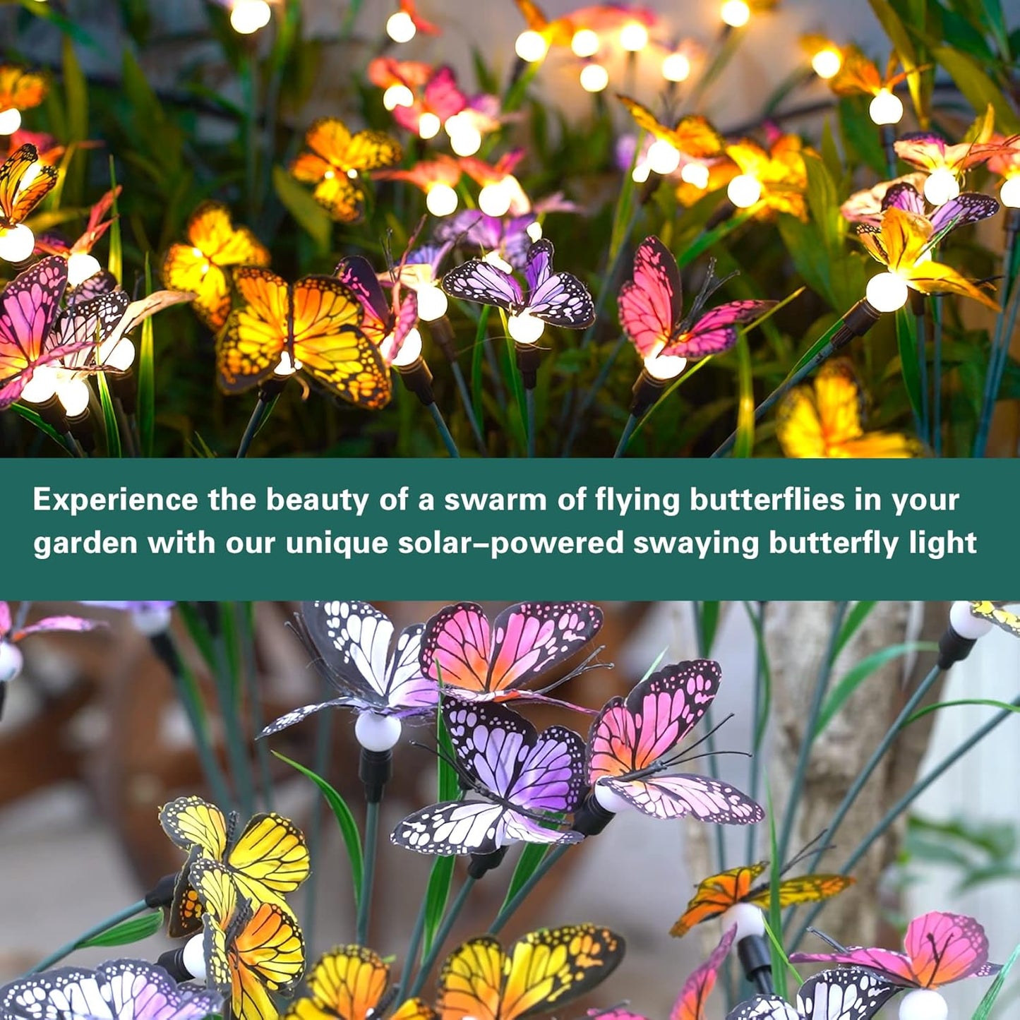 4 Pack Solar Garden Lights Solar Outdoor Lights Swaying Butterfly Light