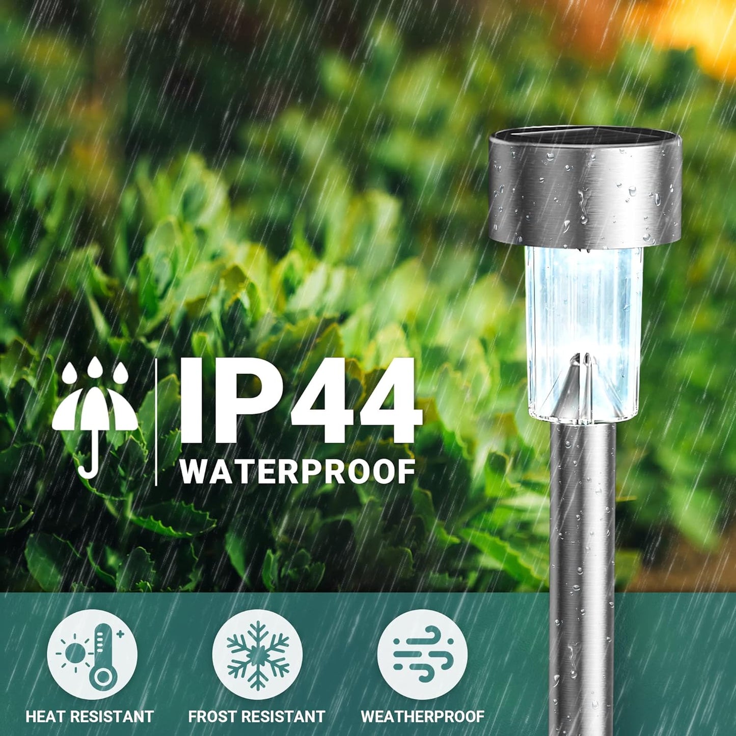 16 Pack Stainless Steel LED Solar Garden Lights