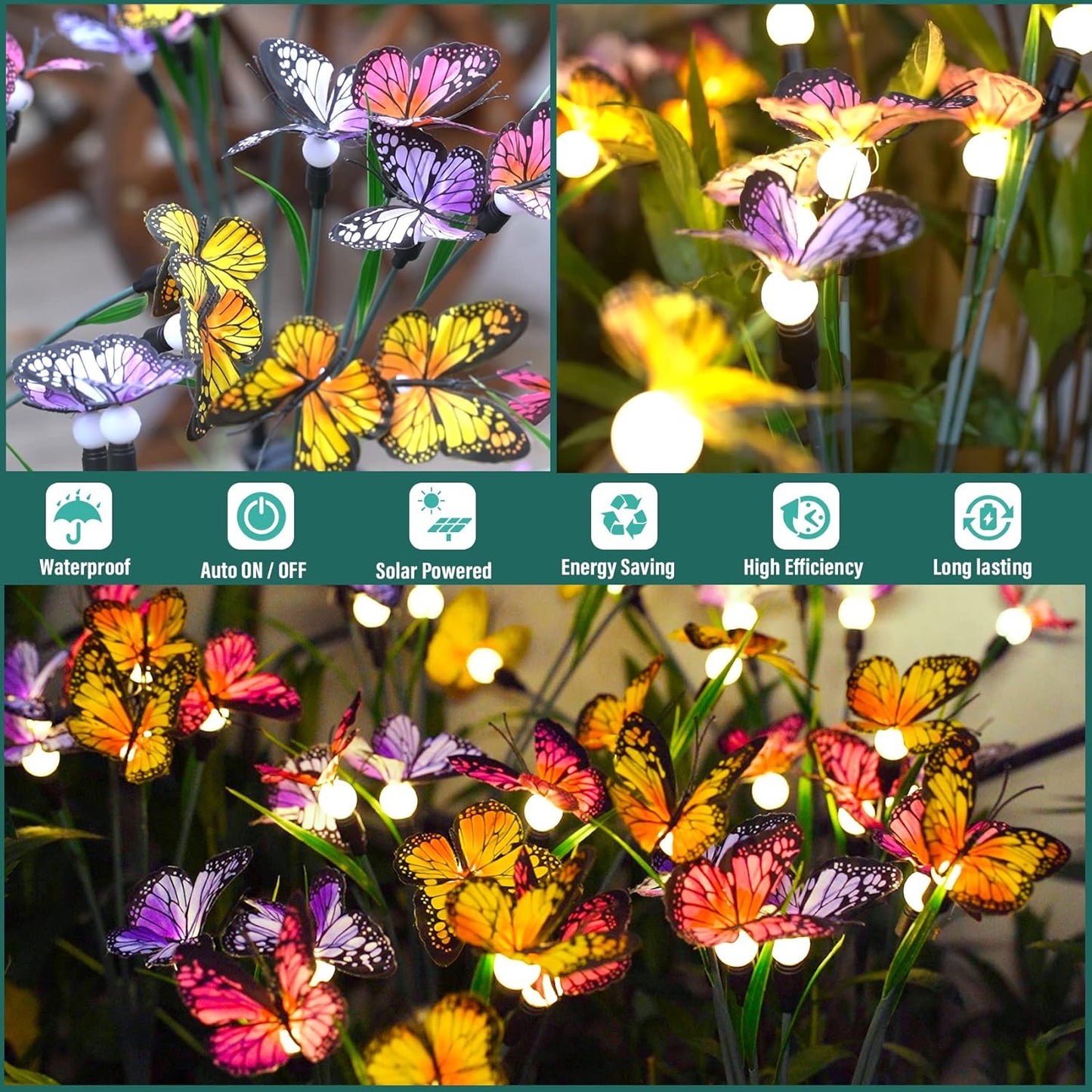 4 Pack Solar Garden Lights Solar Outdoor Lights Swaying Butterfly Light