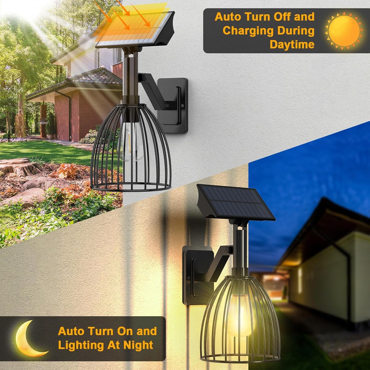 Solar Wall Lanterns Outdoor 2 Pack