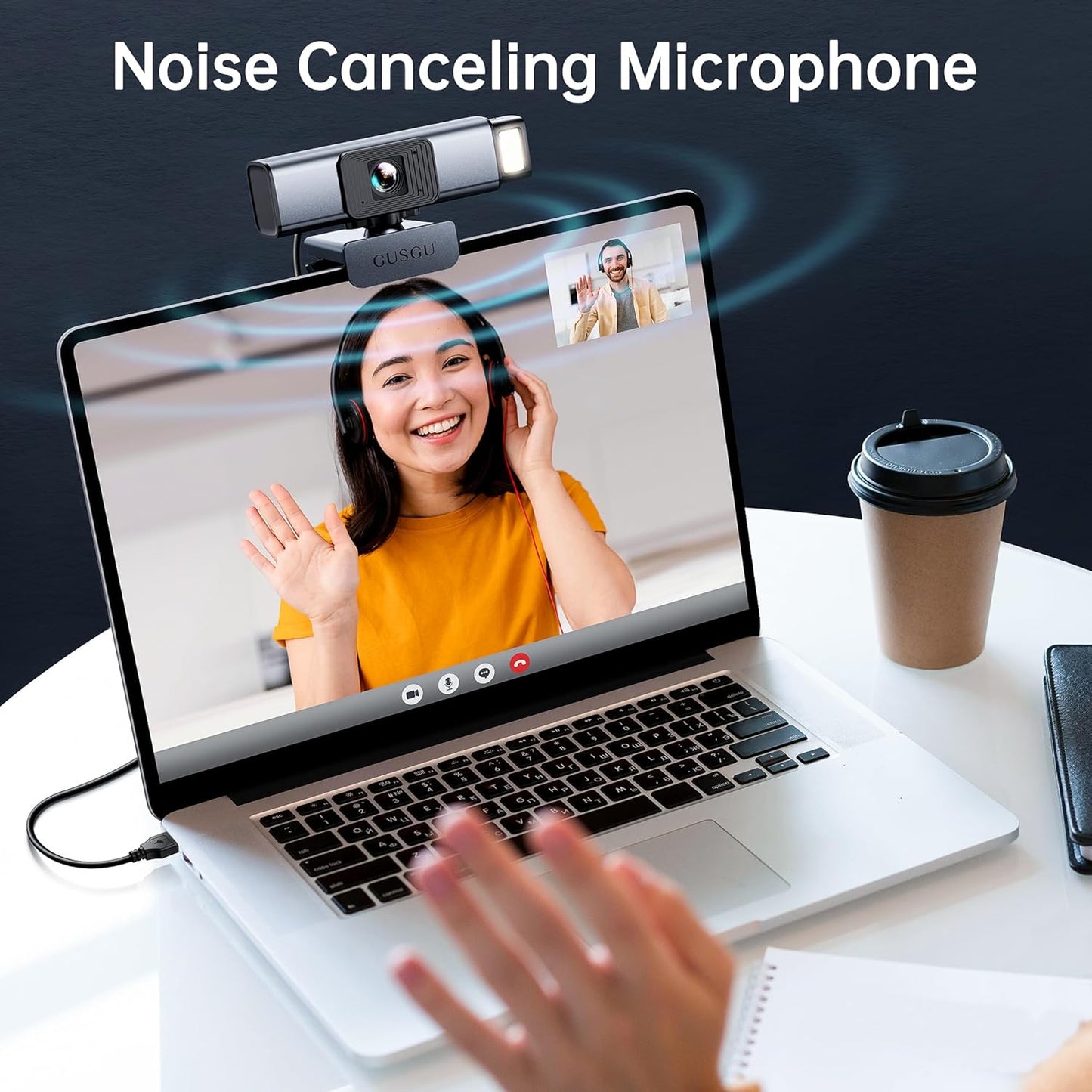 GUSGU G940 2K Quad HD Webcam for PC, with Microphone & Privacy Protection