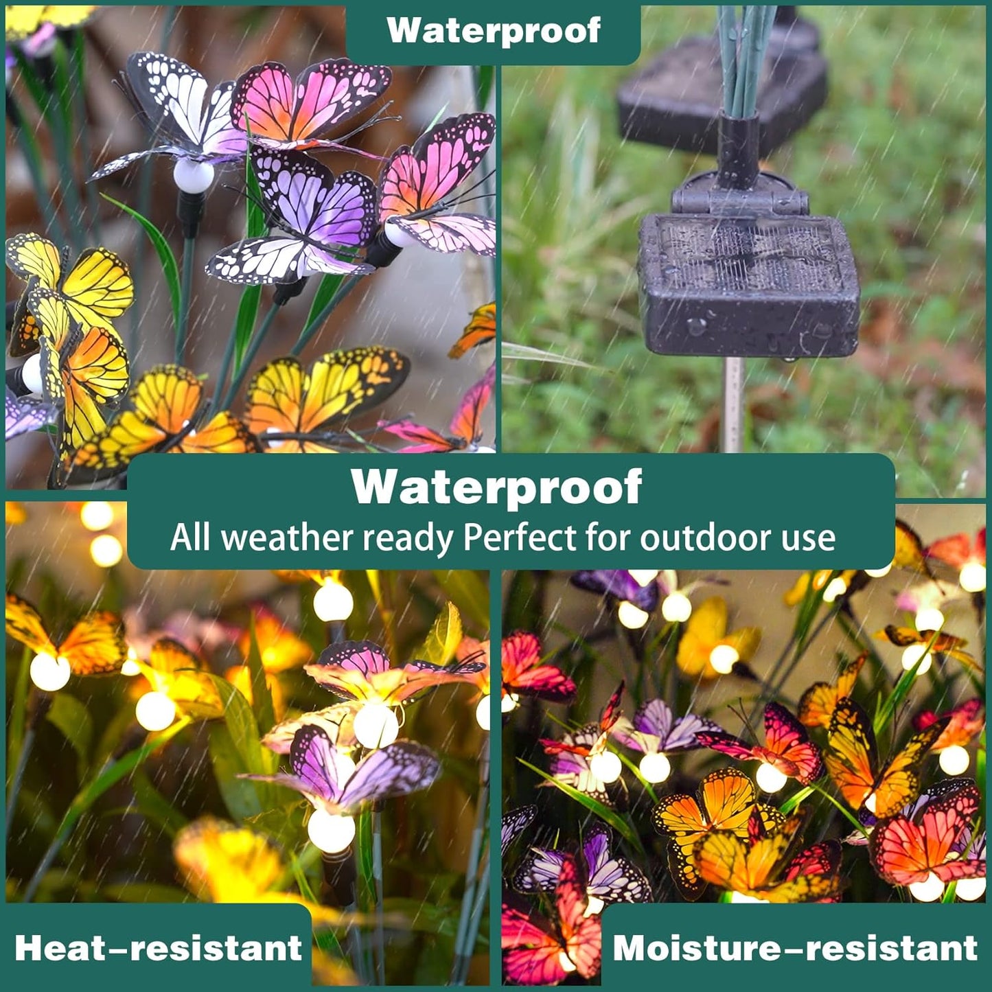 4 Pack Solar Garden Lights Solar Outdoor Lights Swaying Butterfly Light