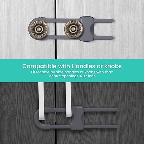 10 Pack Cabinet Locks – U Shaped Safety Child Locks – Adjustable