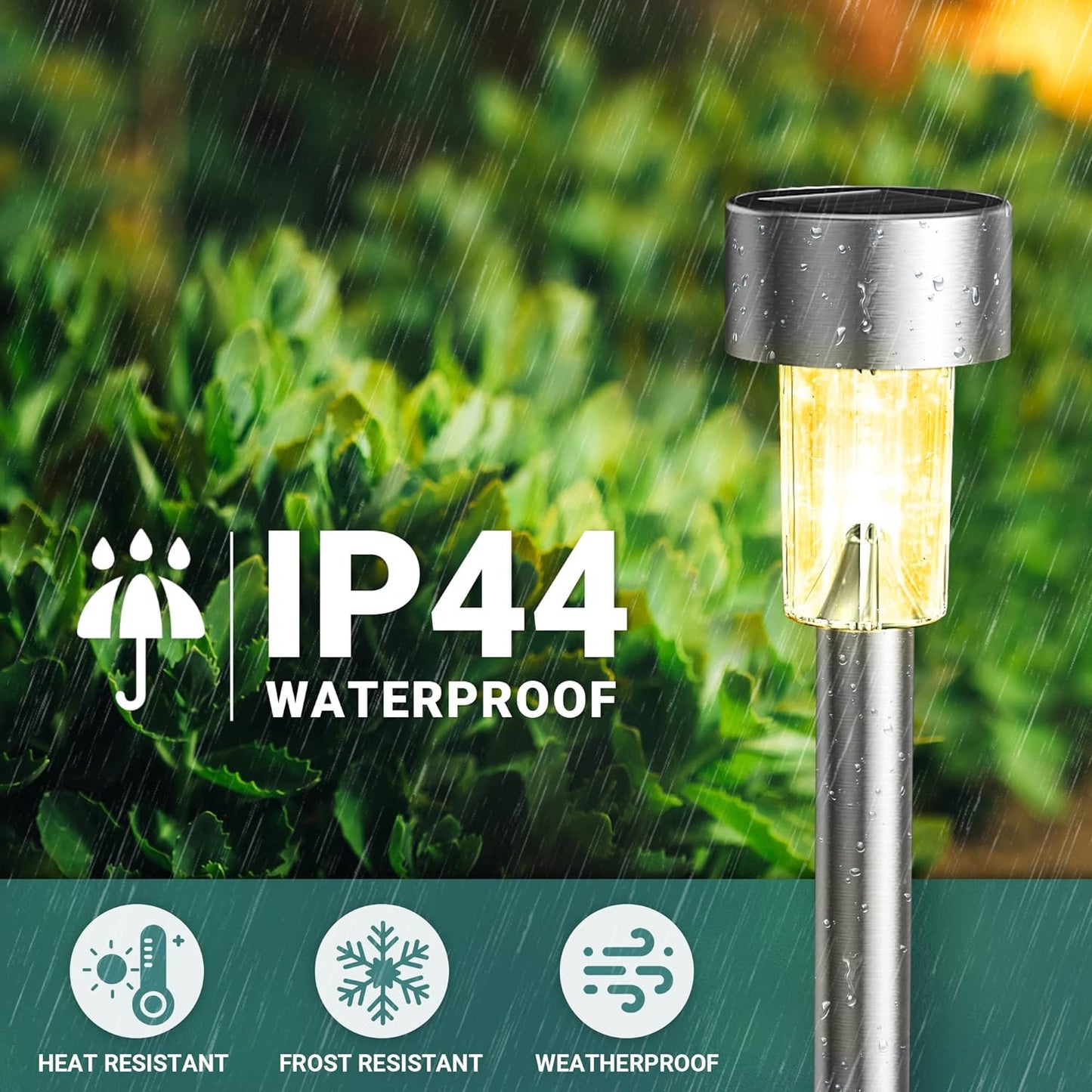 16 Pack Stainless Steel LED Solar Garden Lights
