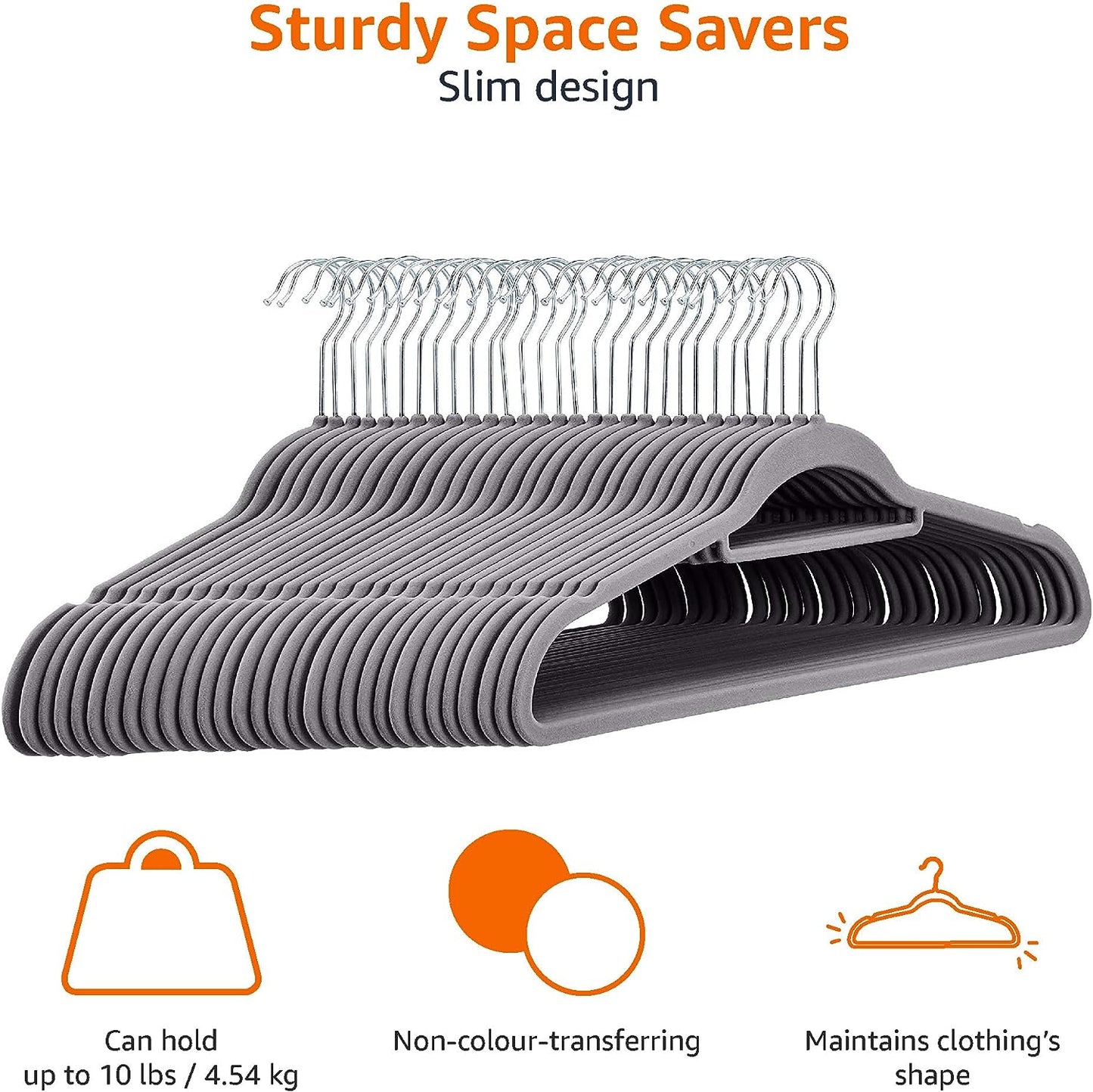 Amazon Basics Velvet Suit Hangers with Tie Hanger, Dark Grey (30-Pack)