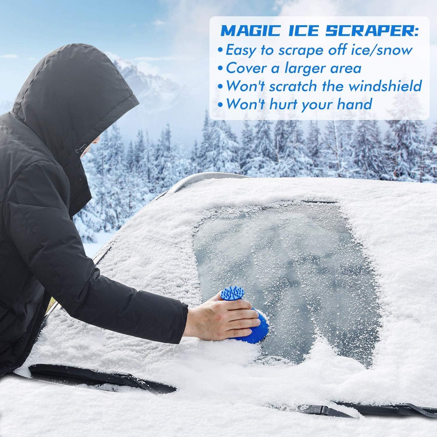 4-Pack Magical Ice Scrapers, Funnel Snow Scrapee for Car Windshield, Frost Removal Cleaning Tool