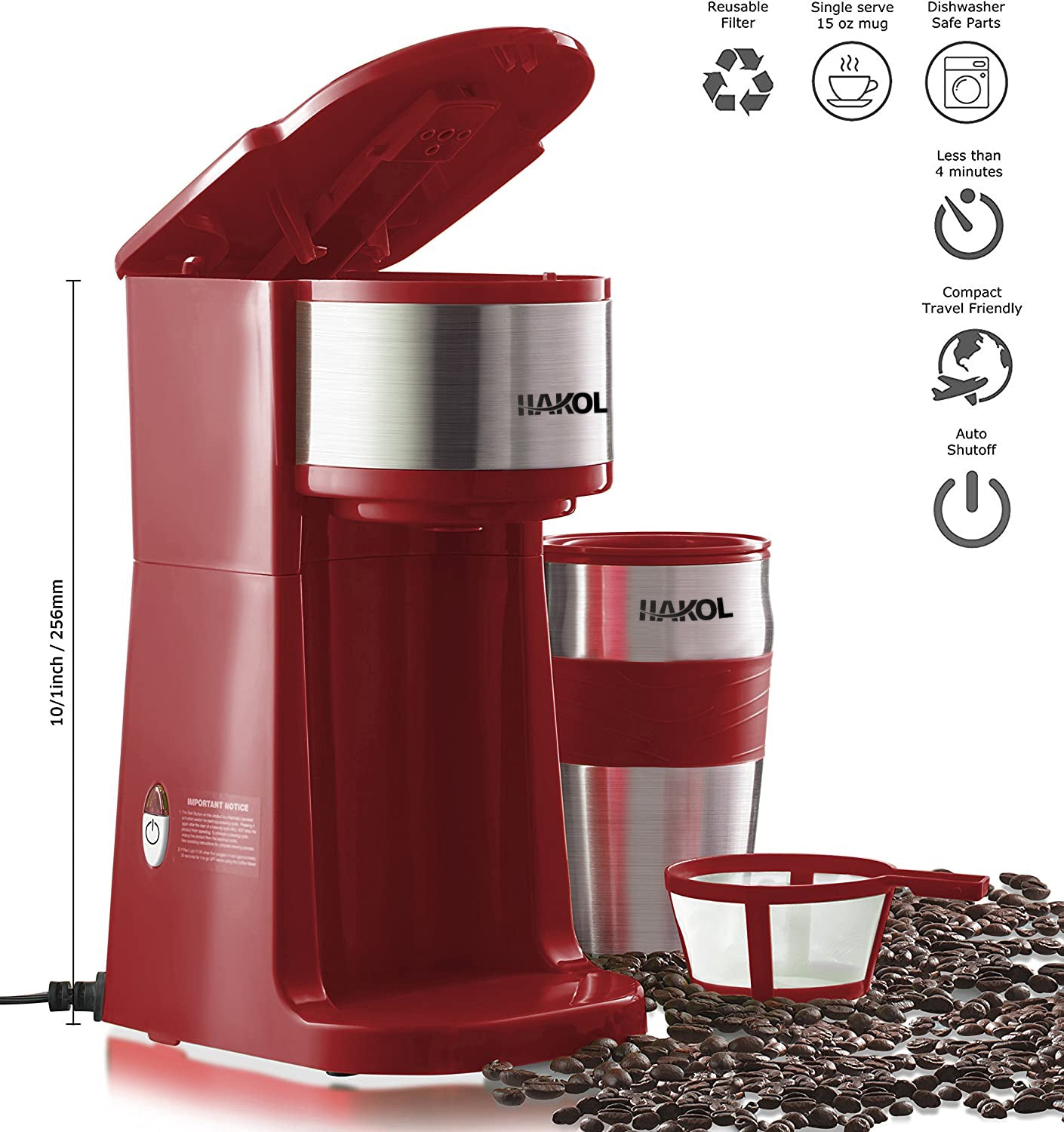 Assorted Hakol Mini Travel Single Serve Coffee Maker & 15 oz. Travel Mug Coffee Tumble