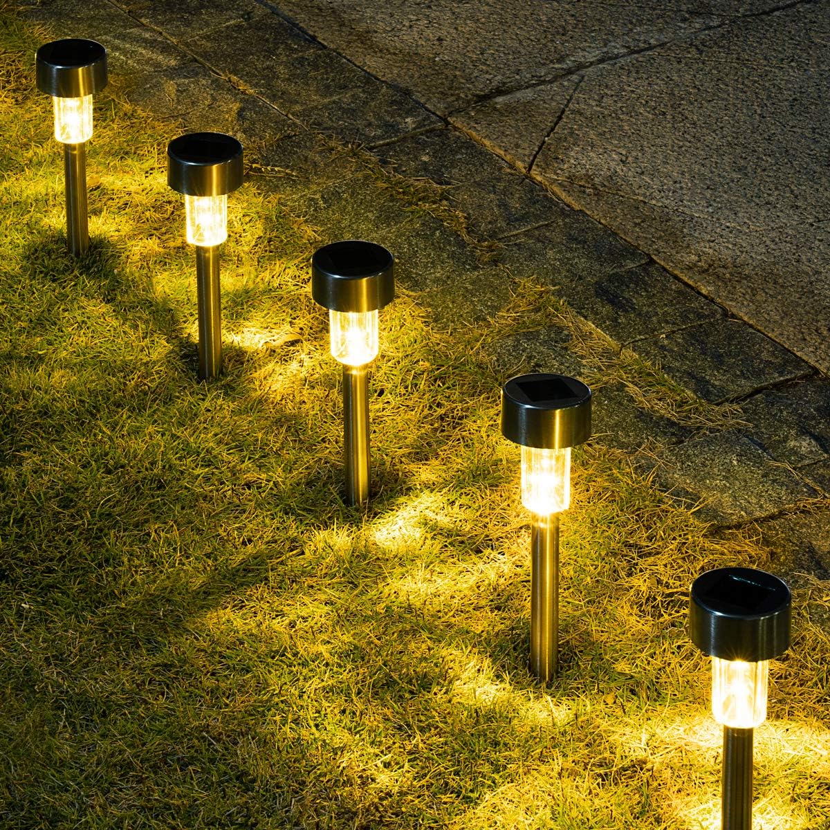 16 Pack Stainless Steel LED Solar Garden Lights