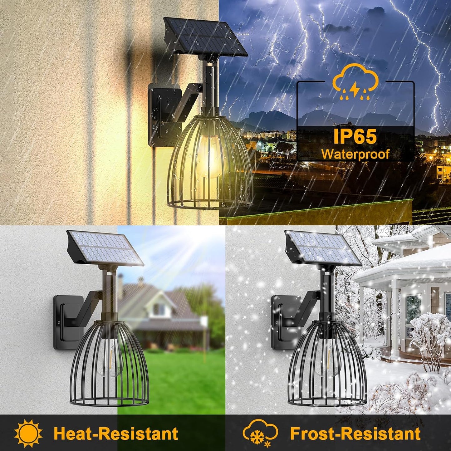Solar Wall Lanterns Outdoor 2 Pack