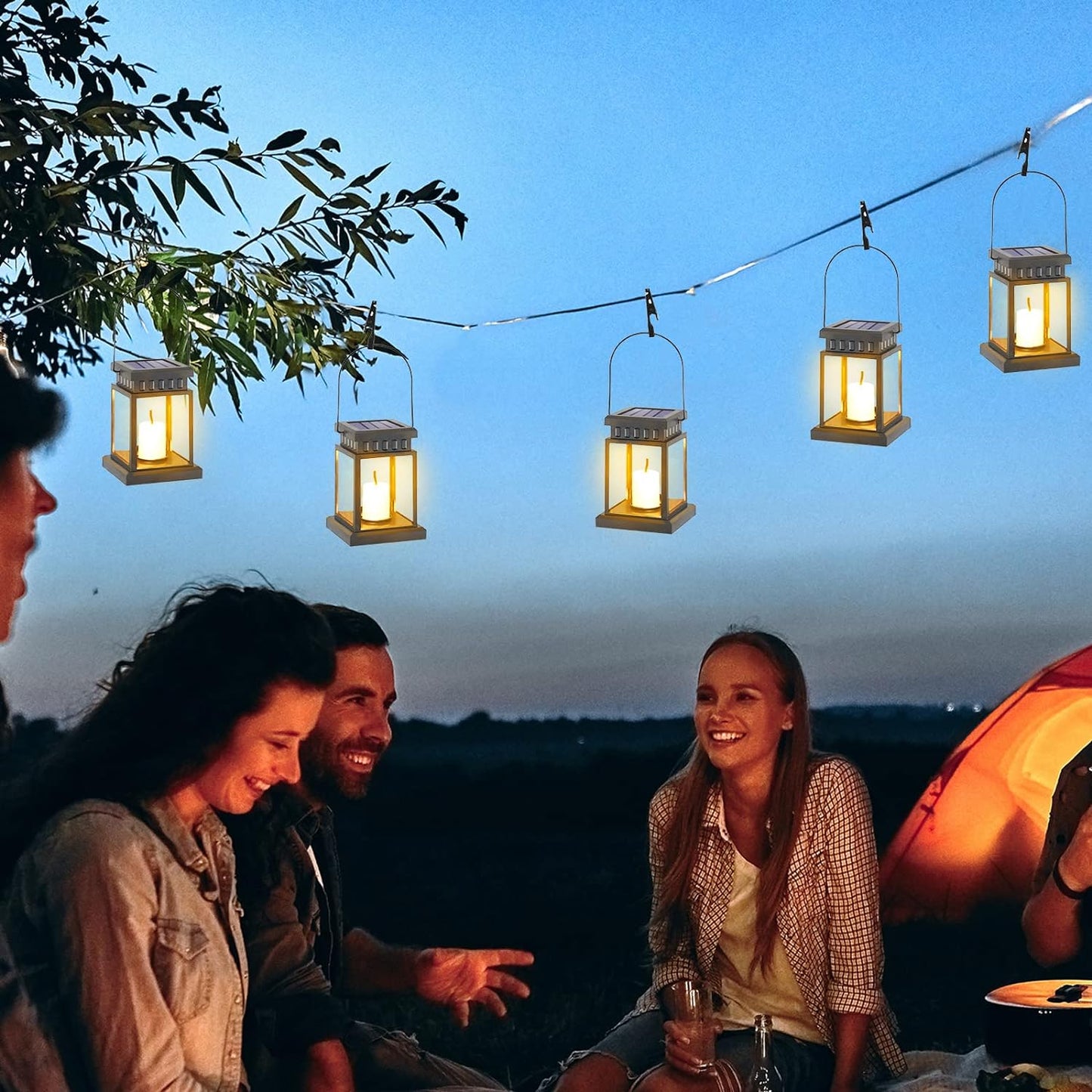 8 Pack Garden Hanging Candle Lights Hanging Solar Lanterns