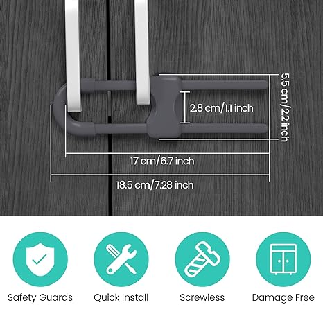 10 Pack Cabinet Locks – U Shaped Safety Child Locks – Adjustable