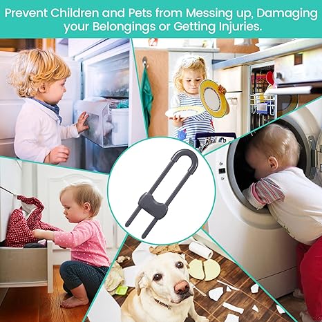 10 Pack Cabinet Locks – U Shaped Safety Child Locks – Adjustable