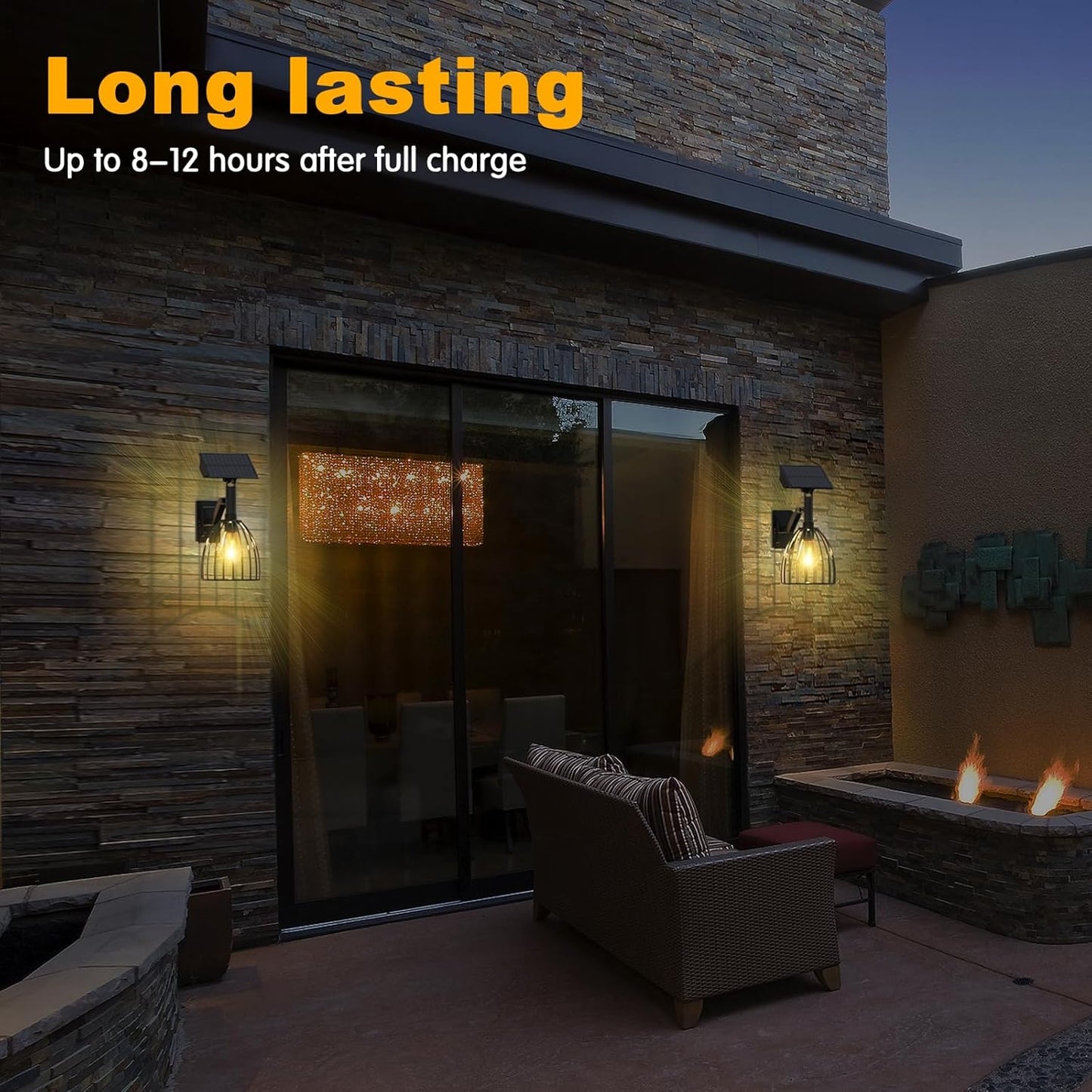 Solar Wall Lanterns Outdoor 2 Pack