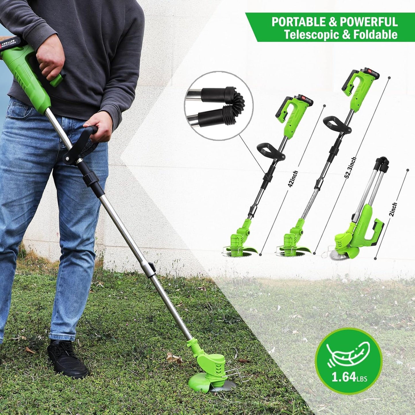 Electric Lawn Trimmer Cordless 2PCS 24v 2.0Ah Battery