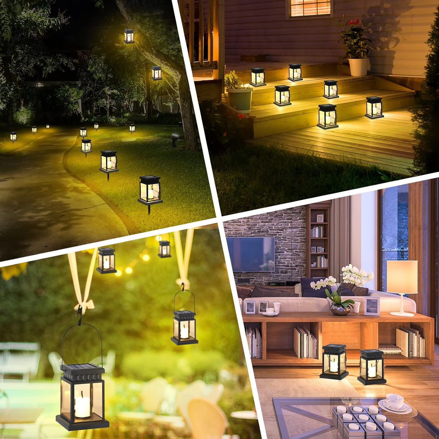 8 Pack Garden Hanging Candle Lights Hanging Solar Lanterns