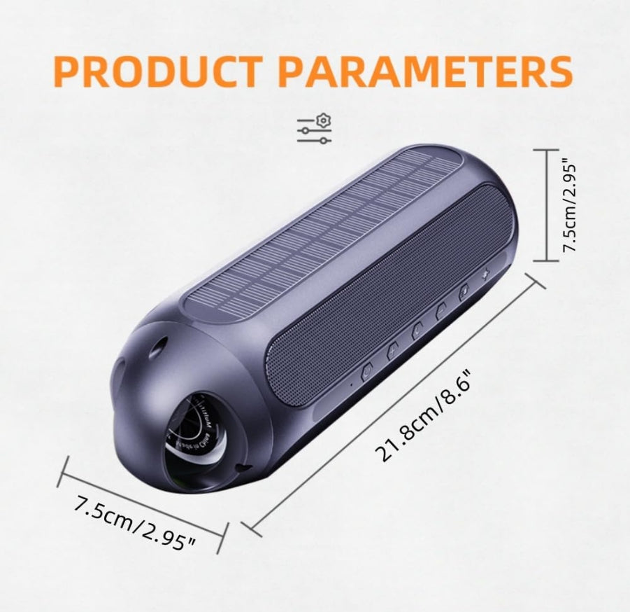 Magnetic Bluetooth Speaker with Solar Charging & Flashing Lights for Outdoor Activities