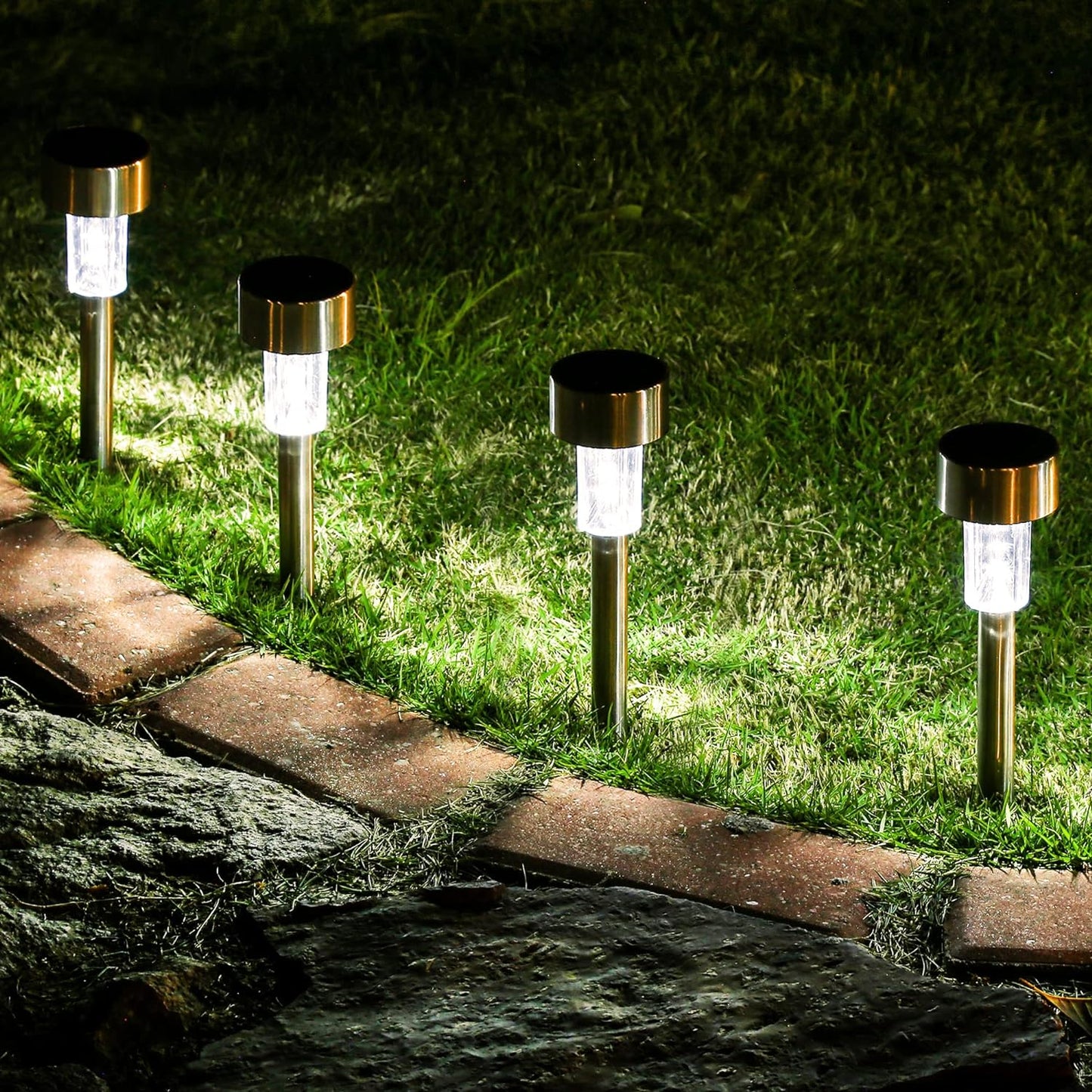 16 Pack Stainless Steel LED Solar Garden Lights
