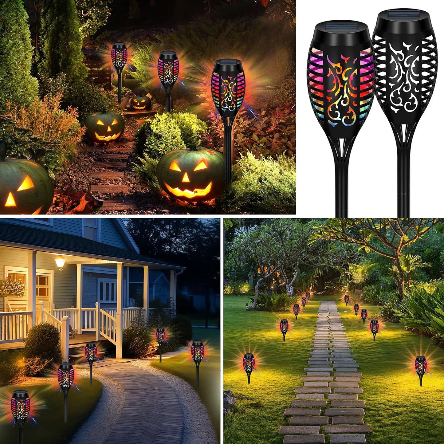 6 Pcs Solar Flame Torch Lights: Waterproof, Auto On/Off, Outdoor Decor