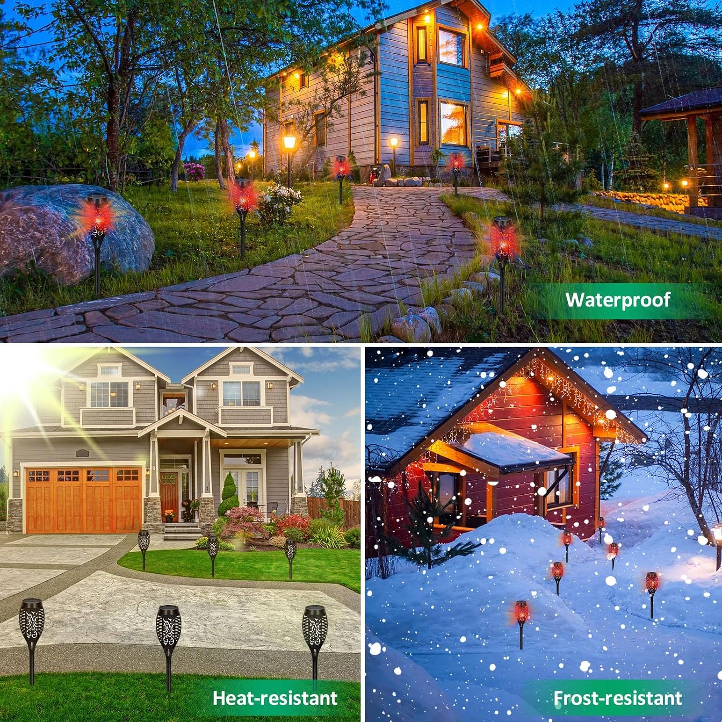 6 Pcs Solar Flame Torch Lights: Waterproof, Auto On/Off, Outdoor Decor