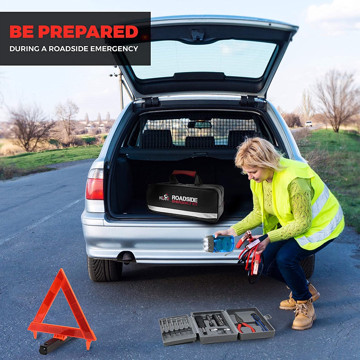 156 Piece Multipurpose Roadside Emergency Car Kit