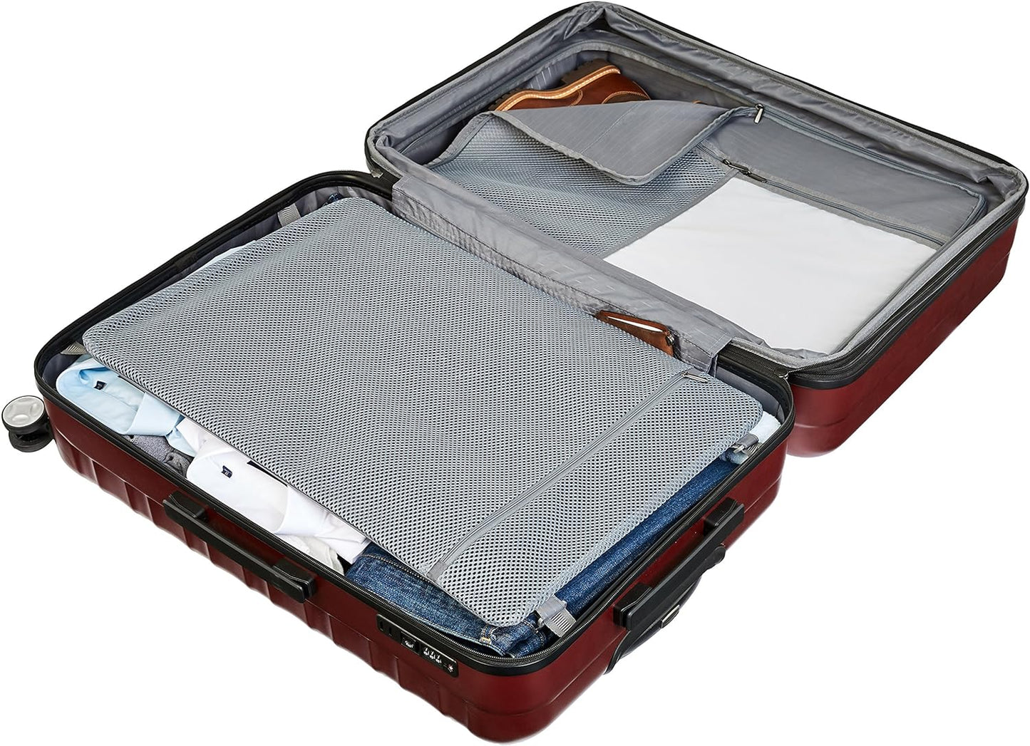 Amazon Basics Hardside Spinner Luggage with Built-In TSA Lock - 26-Inch, Red