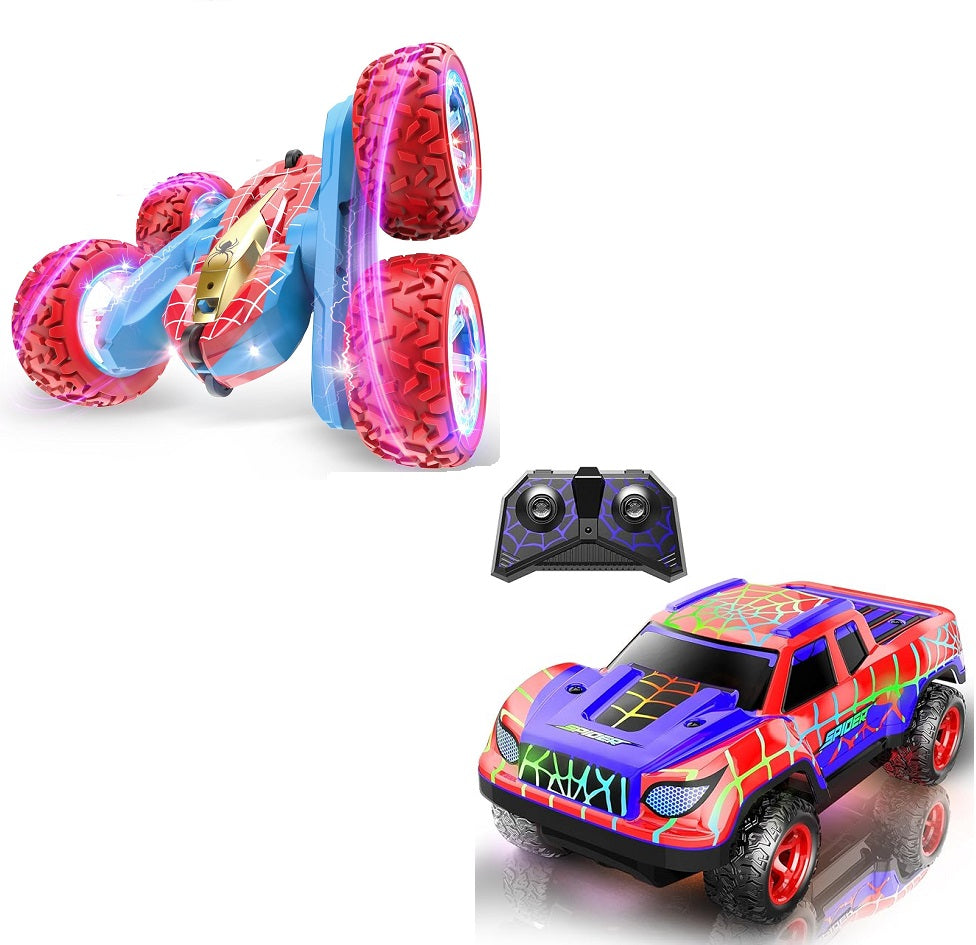 2-Pack Remote Control Vehicles – Red Spider Pick-Up Truck & VRG 4WD Stunt Car