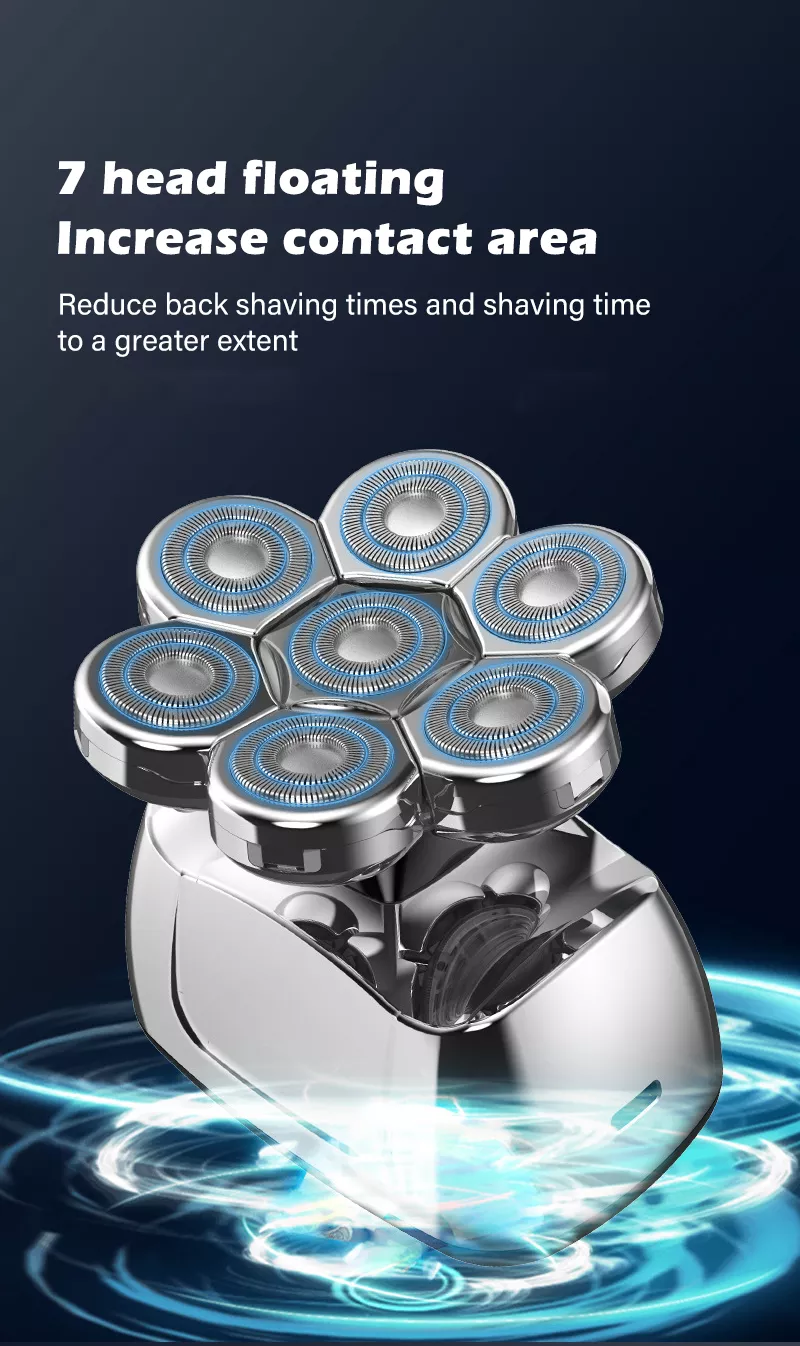 Waterproof 6 In 1 7D Men's Electric Shaver Razor With Wireless Charger