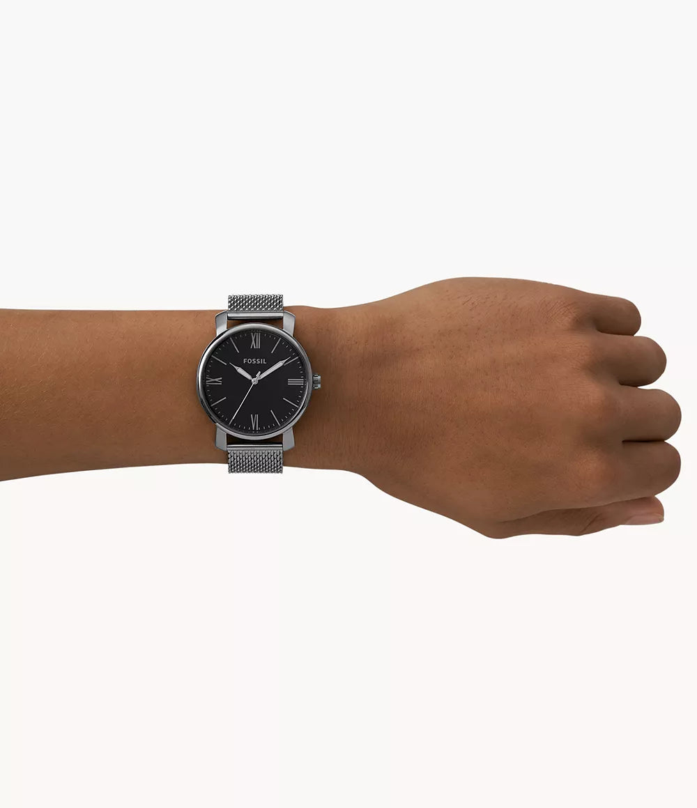 Fossil Rhett Three-Hand Smoke Stainless Steel Watch