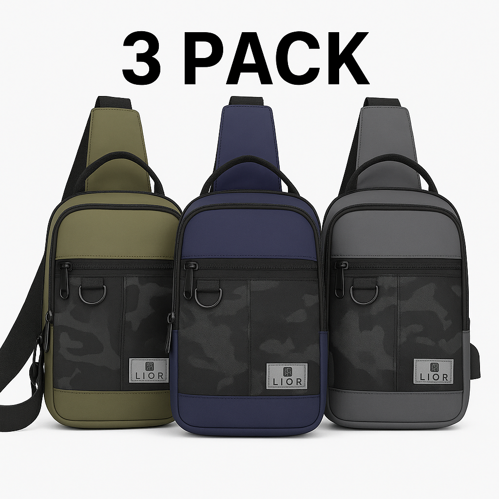 3 Pack Lior Crossbody Camouflage Shoulder Chest Bags with USB Charger Port