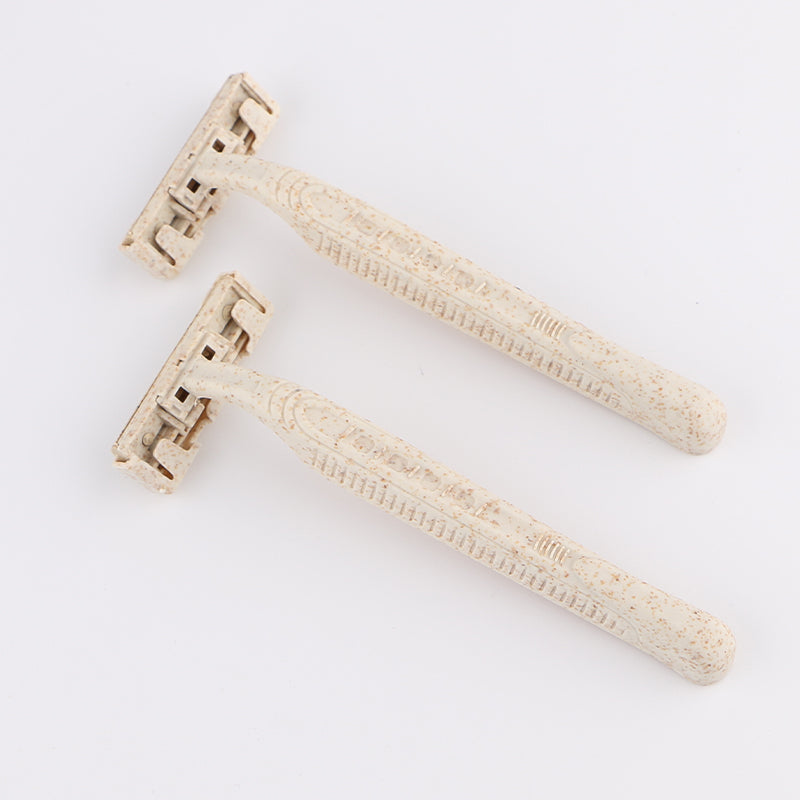 50 Pack Eco-Friendly Twin Blade Razor Biodegradable Wheat Straw for Men & Women