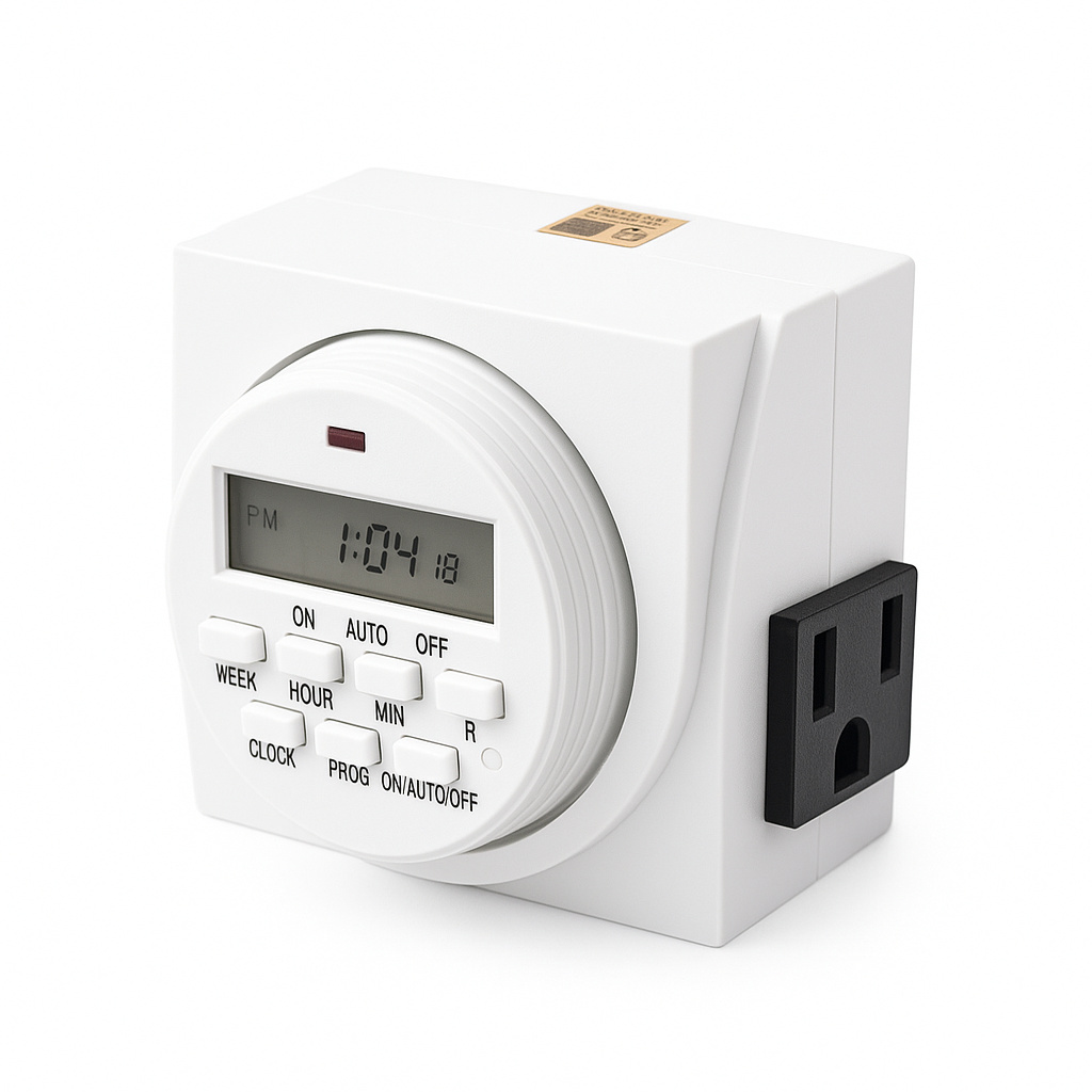 2 Pack UltraGrow 120V Digital Programmable 7-Day Timer Double 3-Prong Outlet Plug LCD