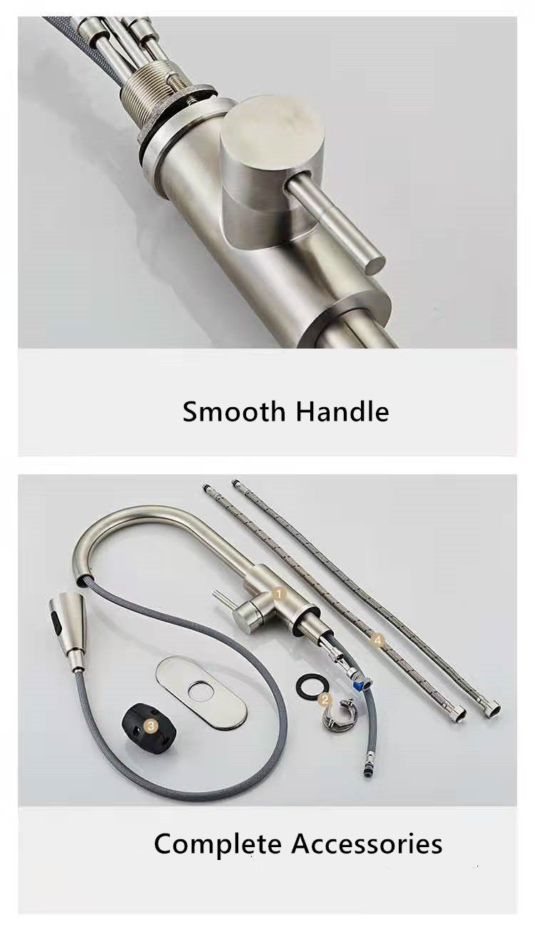 Kitchen Faucet Stainless Steel with Pull Down Sprayer Chrome Finish