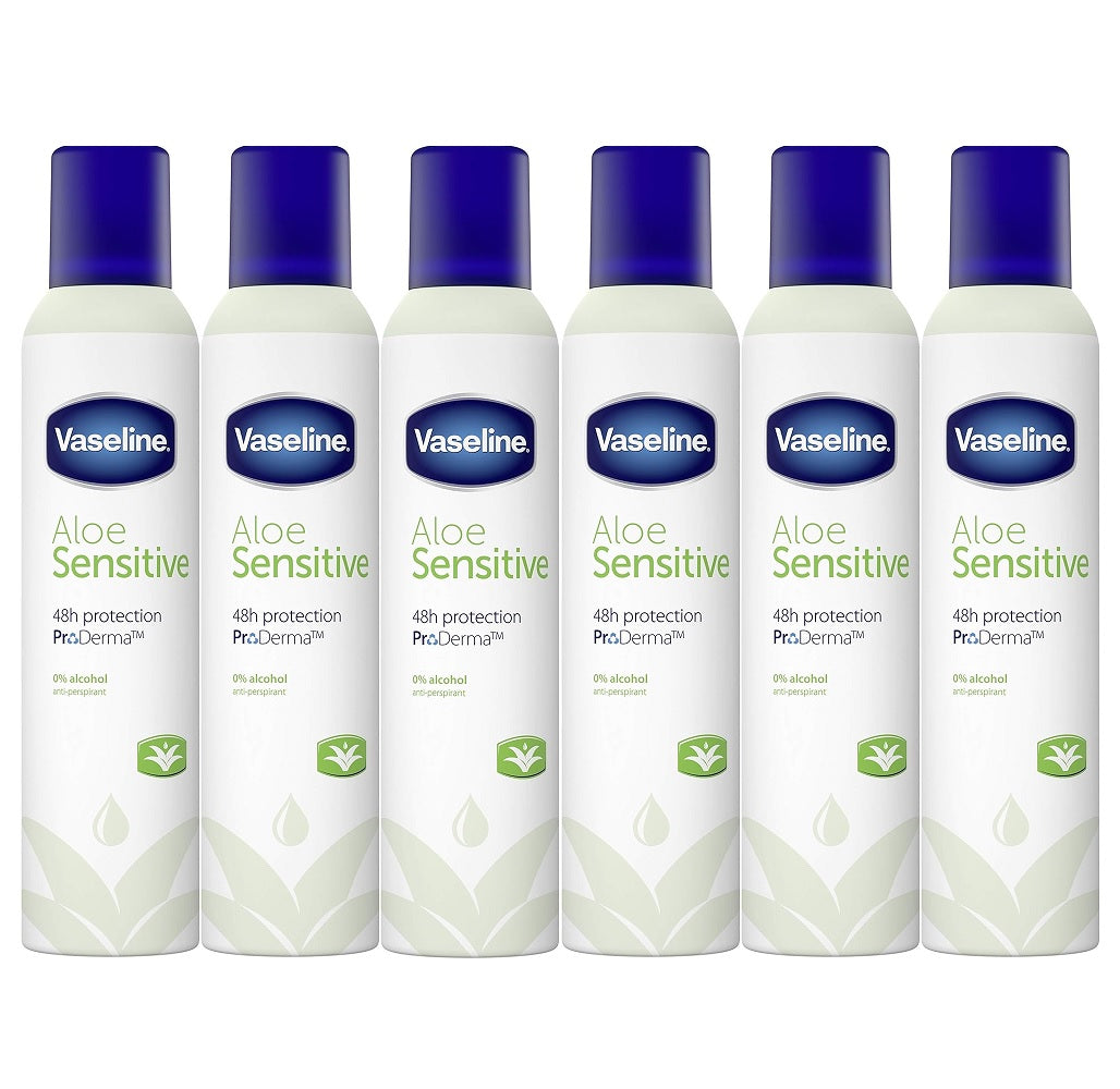 6 Pack Vaseline Anti-Perspirant Aloe Sensitive 250ml