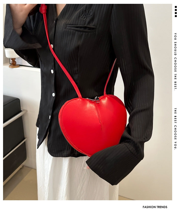 Lior Solid Color Heart Shape Shoulder Bag