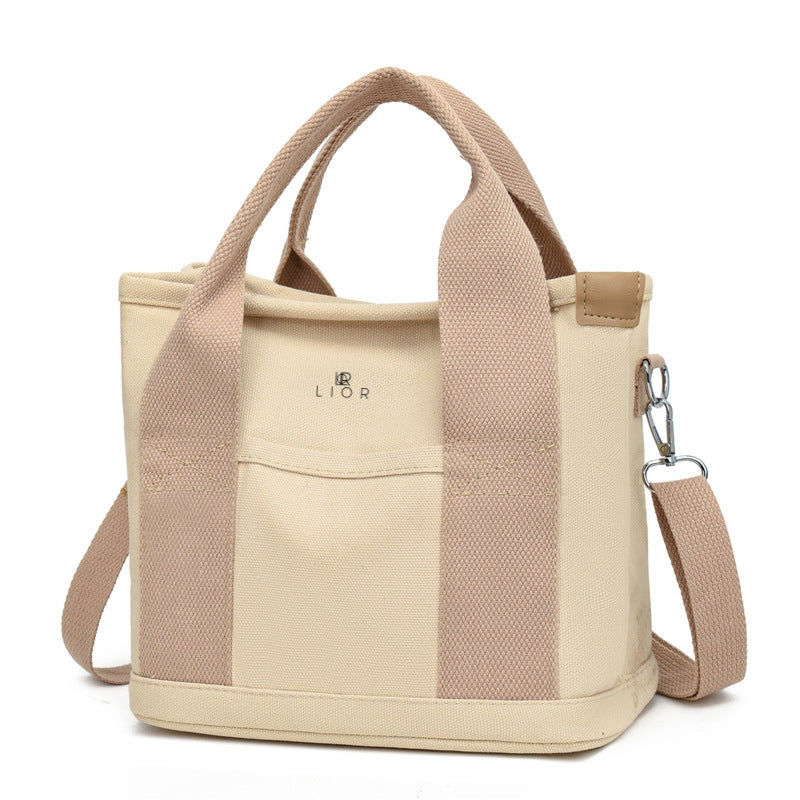 Lior Canvas Tote Bag with Zipper - Small Crossbody Shoulder Bag with Pockets for Women