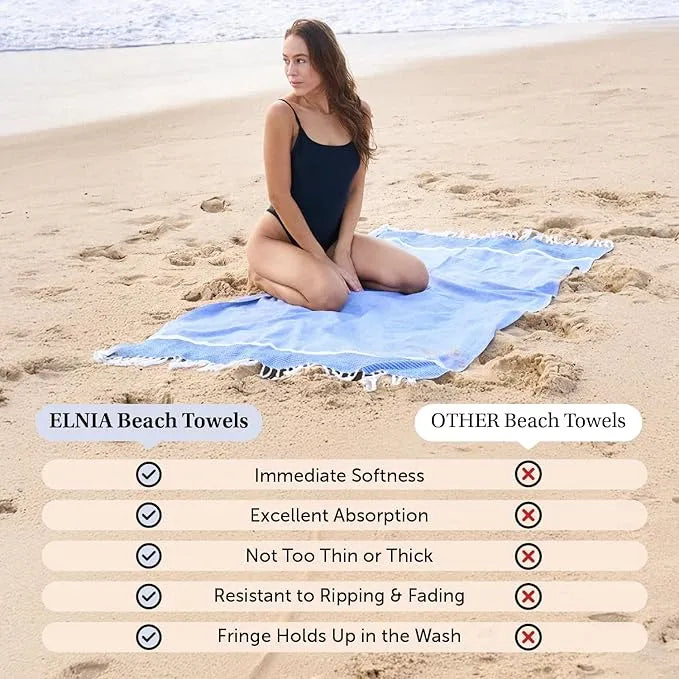 Turkish Beach Towel – 100% Cotton – 39 x 71 inches – Oversized