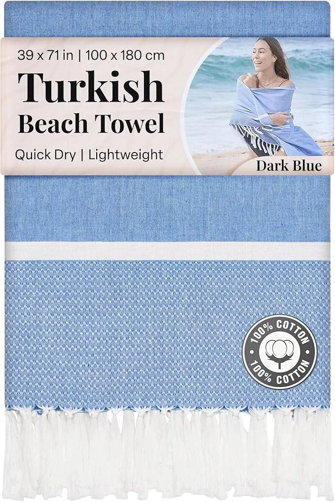 Turkish Beach Towel – 100% Cotton – 39 x 71 inches – Oversized