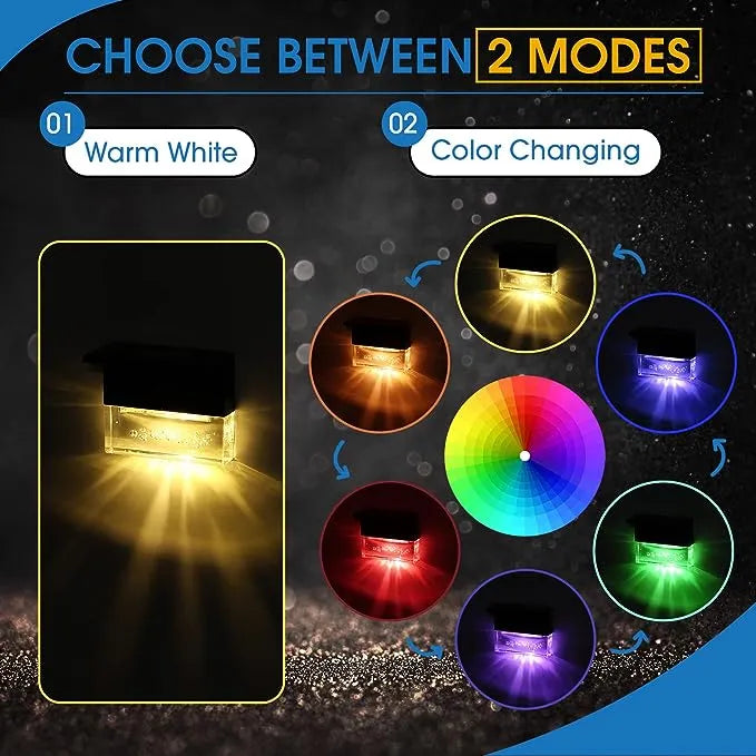 6 Pack LED Solar Deck Lights For Step, Fences and Steps Waterproof Warm White/Color Changing