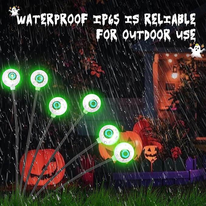 4 Pack Scary Eyeballs Solar Pathway Lights – Waterproof – Two Flashing Modes