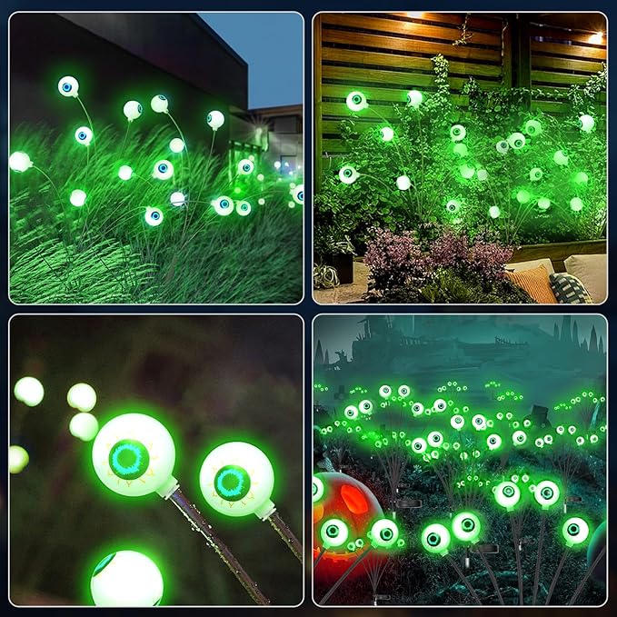 4 Pack Scary Eyeballs Solar Pathway Lights – Waterproof – Two Flashing Modes