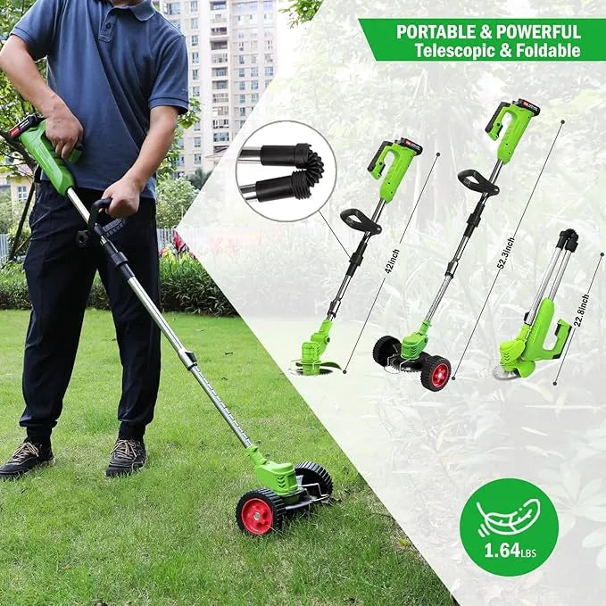 Electric Weed Wacker Cordless – 2 24V 4000mahBatteries – 12 Blades