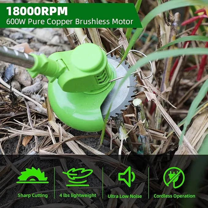 Electric Weed Wacker Cordless – 2 24V 4000mahBatteries – 12 Blades