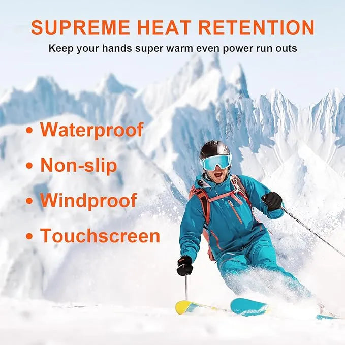 Heated Gloves – 5000mAh Rechargeable Batteries – Waterproof – Skiing Snowboarding Hiking Motorcycle – LARGE