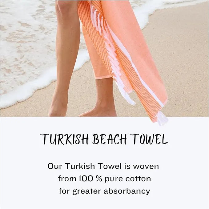 Turkish Beach Towel – 100% Cotton – 39 x 71 inches – Oversized